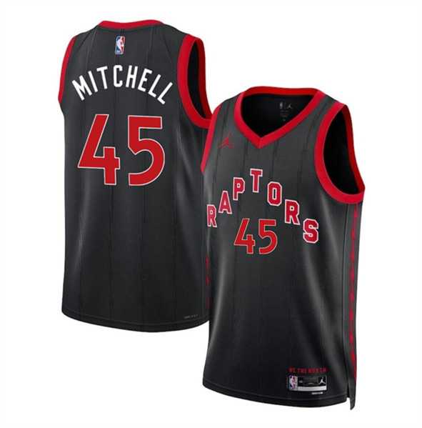 Mens Toronto Raptors #45 Davion Mitchell Black Statement Edition Stitched Basketball Jersey Dzhi